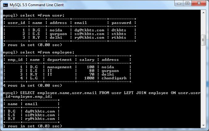mysql left join